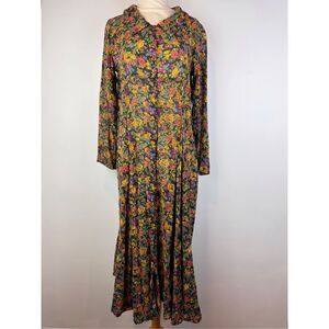 Topshop Sz 8 Floral Button Front Midi Dress Cottage Woodsy
